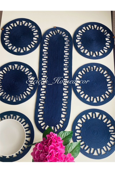 ELÇİÇEK HOME Placemat Set, Runner, American Service, Table Service 6 Pieces P...