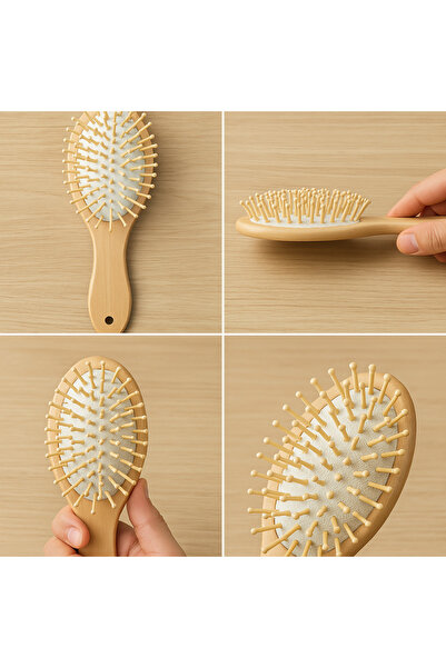 MİS KİTCHEN Bamboo Tip Brush Wooden Hair Brush - Bamboo Toothed Hair Brush