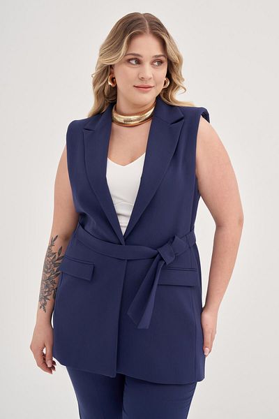 MYLİNE Lined Belted Long Vest