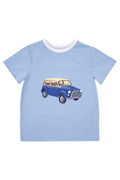 Mavipink Tricou cu mânecă scurtă pentru băiat, mașină antică, culoare albastră
