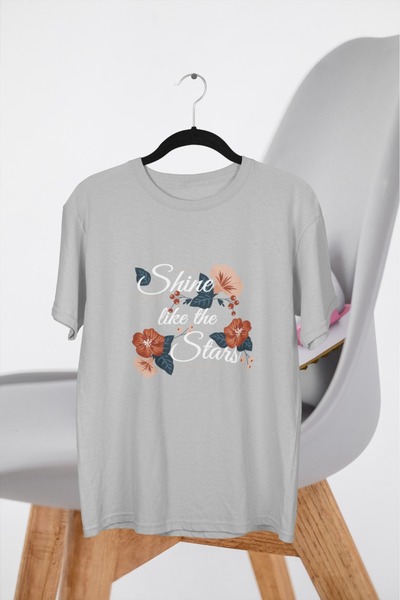 Butik تي شيرت بناتي/نسائي بأكمام قصيرة ورقبة دائرية ومطبوع عليه نجوم