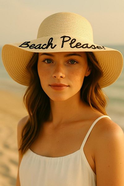 derikem Wide Brim Summer Straw Knit Patterned Women's Hat with Seashell Accessories