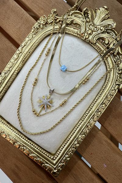AURA ATELIER Steel 4-Piece Evil Eye Combination Necklace 46-50-55-65 cm