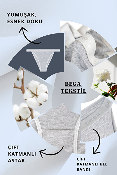 BEGATEKS Chiloți brazilieni pentru femei, set de 3 bucăți din bumbac