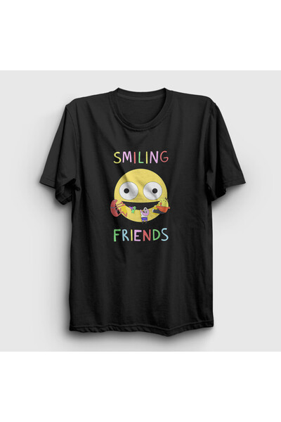 Presmono Unisex Siyah Poster Smiling Friends T-Shirt 533760tt