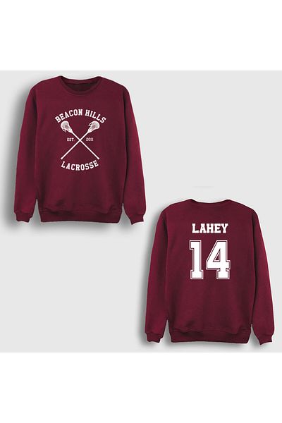 Presmono Унисекс суитшърт с щампа на гърба на Teen Wolf, 531010tt, Claret Isaac Lahey