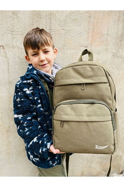 Çanta Trend Σχολική τσάντα από καμβά Unisex με θήκη για φορητό υπολογιστή (7 θήκες)