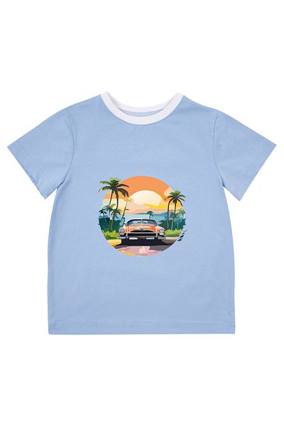 Mavipink Tricou cu mânecă scurtă pentru băiat Palm Sunset Bumbac Culoare Albastru