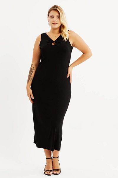 MYLİNE Rochie din bumbac pieptănat fără mâneci cu detaliu inel
