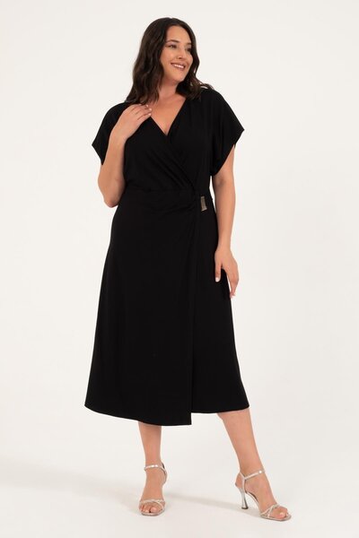 MYLİNE Wrap Dress with Metallic Detail