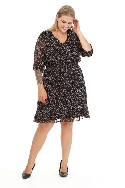 MYLİNE Lined Chiffon Gipe Detailed Dress
