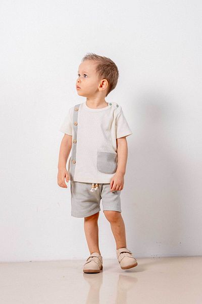 bombe Baby Kids Natural Cotton 2-Piece Shorts Set Trend Fashion Bottom Top Set