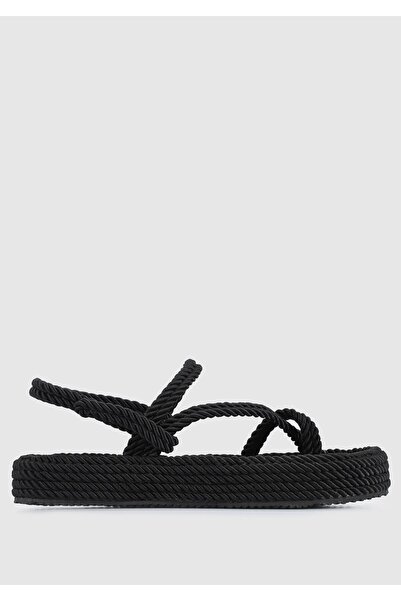 Provoq Sandale plate negre de damă