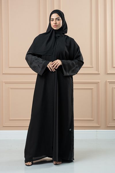 LAVİNİA عباية جاكار نسائية من لافينيا، لون أسود أنيق