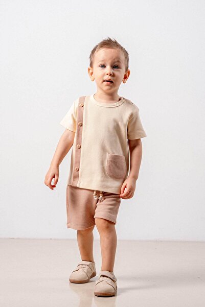 bombe Baby Kids Camel Cotton 2-Piece Shorts Set Bottom Top Set