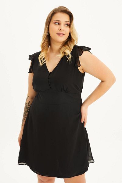MYLİNE Lined Gipe Detailed Chiffon Dress