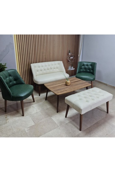 Azra Aksesuar Deri Çay Seti Koltuk Takımı Oturma Grubu Cafe Mobilya Ofis-Büro...