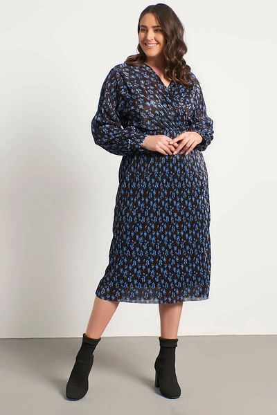 MYLİNE Wrap Lined Pleated Dress