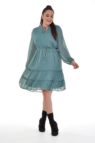 MYLİNE Lace up Skirt Ruffle Dress