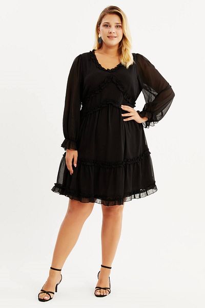 MYLİNE Rochie cu volane din șifon căptușită