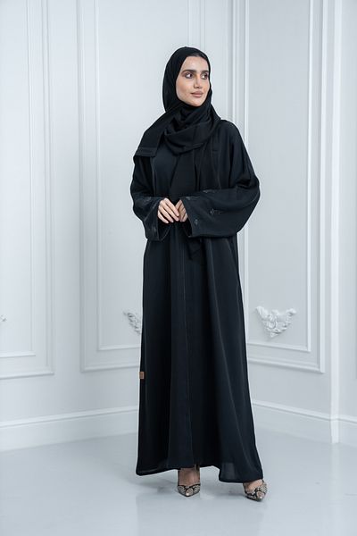 LAVİNİA Lavinia women Lavinia abaya with embroidered sleeves. Elegant black colour