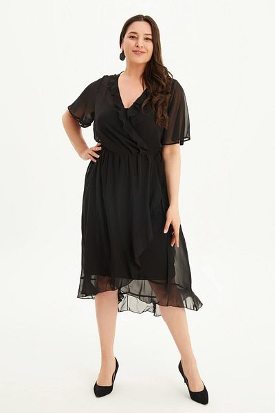 MYLİNE Lined Wrap Chiffon Dress