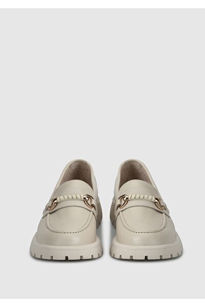 Provoq Ekru Deri Kadın Ayakkabı