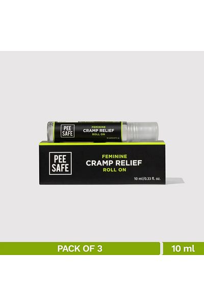 Pee Safe PeeSafe Feminine Cramp Relief Roll On,100% Herbal period pain reliever-10ml - Pack of 3