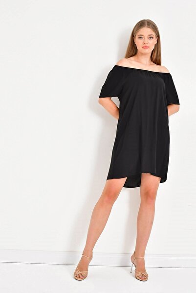 MYLİNE Düşük Omuzlu Büzgü Detaylı Elbise