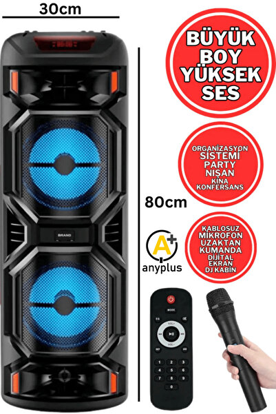 a+ anyplus BÜYÜK BOY KABLOSUZ MİKROFONLU ŞARJLI HOPARLÖR KARAOKE BLUETOOTH SP...