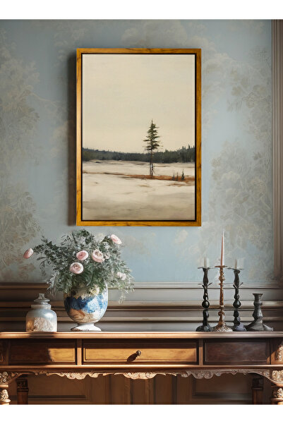 LOWHA لوحة فنية جدارية من القماش مشدودة على إطار خشبي مع إطار عائم بلون الخشب...