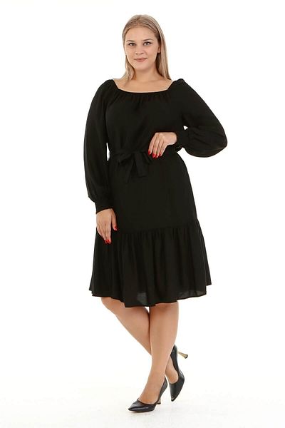 MYLİNE Square Neck Ruffle Detailed Dress