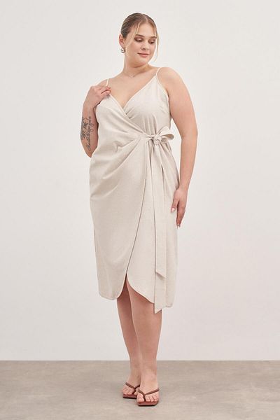 MYLİNE Linen Wrap Dress