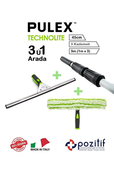 pulex Mağaza Camı Temizlik Seti 3m Teleskop Sırık / Sopa - 45cm Camçek Ve Pel...