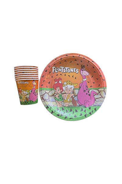 PM مجموعة بارتي كونسيبت مكونة من 8 أكواب على شكل لوحة شخصية من العصر الحجري