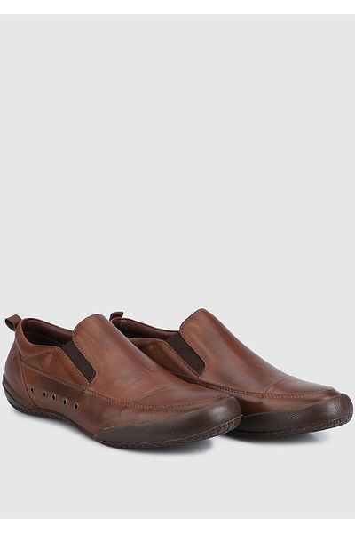 City Life Ανδρικό καφέ δερμάτινο slip-on
