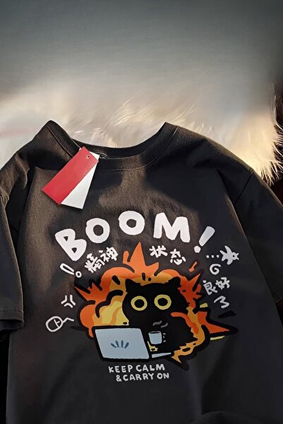 BALİNA Tricou unisex Black Boom Keep Calm & Carry On