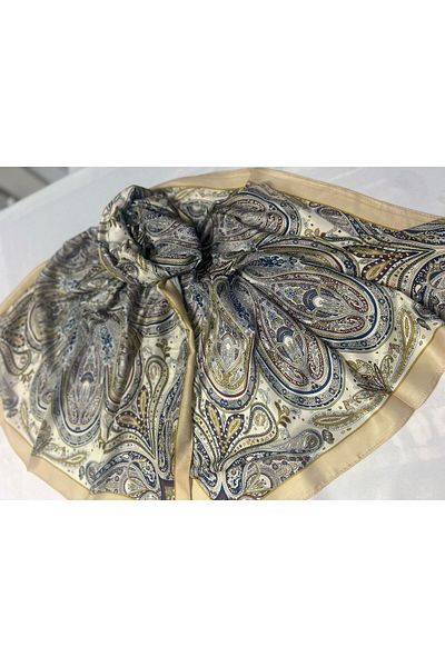 ALTUNTAŞ Women's Cotton Pastel Yellow Retro Etnic Shawl