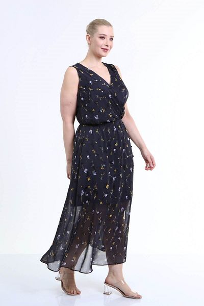 MYLİNE Lined Chiffon Sleeveless Dress