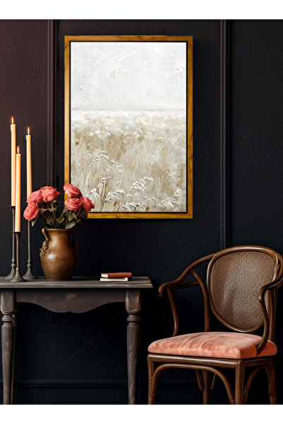 LOWHA لوحة فنية جدارية من القماش مشدودة على إطار خشبي مع إطار عائم بلون الخشب...