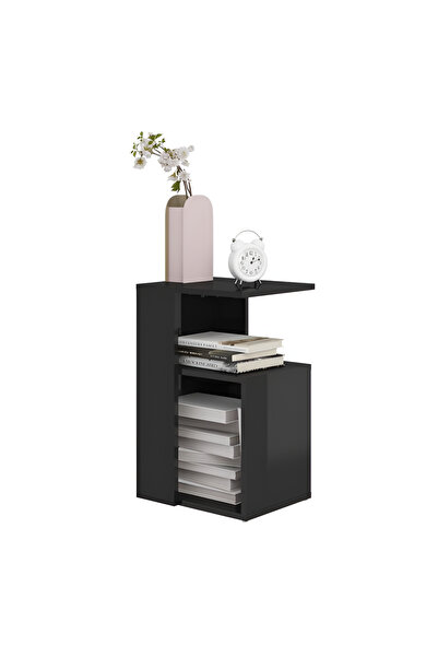 KRM HOME Sehpa - Koltuk kenarı sehpa - Mini kitaplık (SOFT KOYU GRİ)