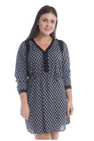 MYLİNE Front Eyelet Long Sleeve Dress
