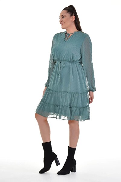 MYLİNE Φόρεμα με βολάν με κορδόνια