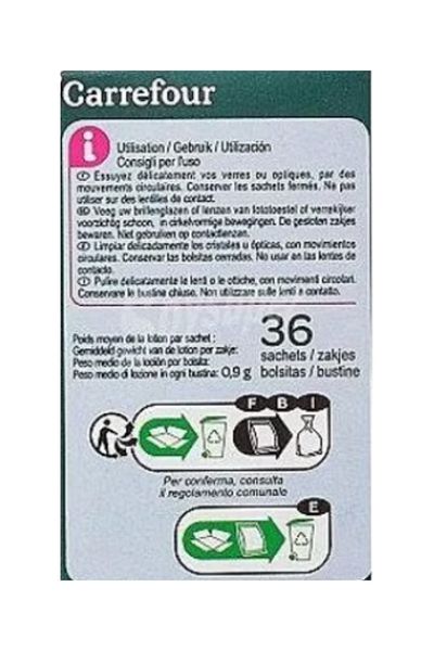 Carrefour 3 Packs of 36 (108 Pcs) Glasses Camera Gsm Helmet Glass and Device Screens Cleaning Wet Wipes