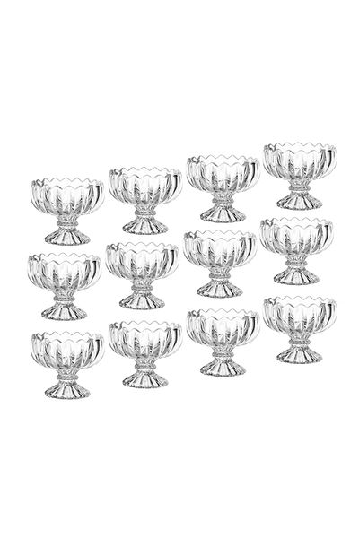 Dania 12-Piece Clear Glass Base Ice Cream and Nut Serving Tray Set Multipurpose