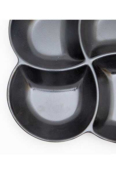 mastergold Melamine Square Divided Plate 4 Slots 26.5cm Black | Divided Plate for Nuts, Desserts & Sauces
