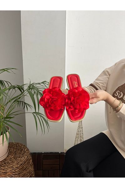 Behtah Kundura Papuci de damă cu trandafiri de vară cu detalii Sandale Talpă confortabilă ușoară