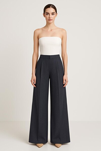 MERT ERKAN بنطال عالي الخصر من القماش الإيطالي بأرجل واسعة