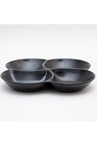 mastergold Melamine Square Divided Plate 4 Slots 26.5cm Black | Divided Plate for Nuts, Desserts & Sauces