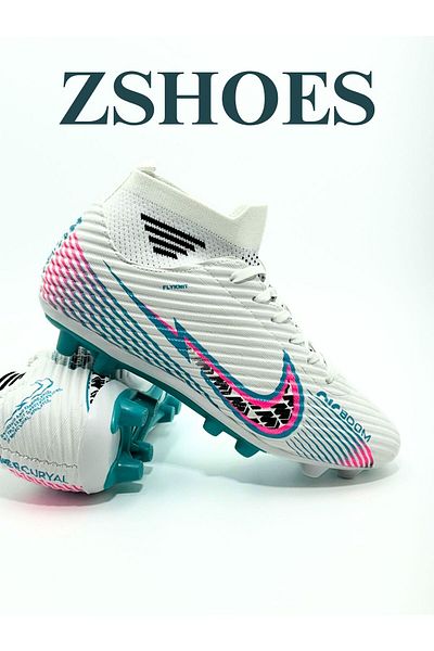 ZSHOES White Turquoise Socks/Ankle Football Field Football Cleats